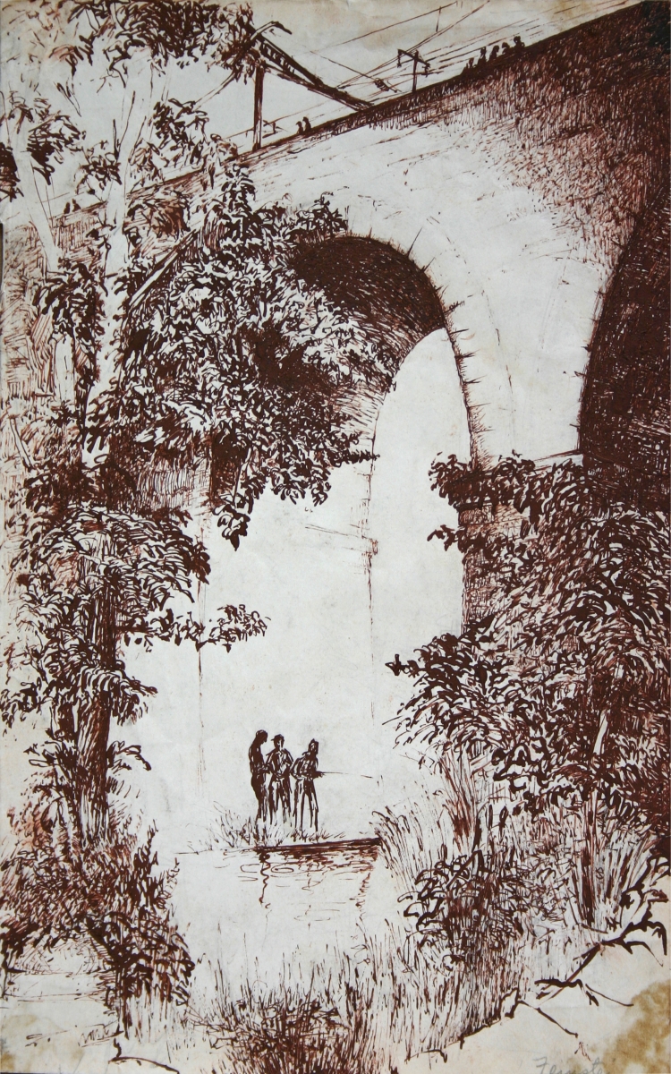 "Railroad Bridge at Girard Ave."  